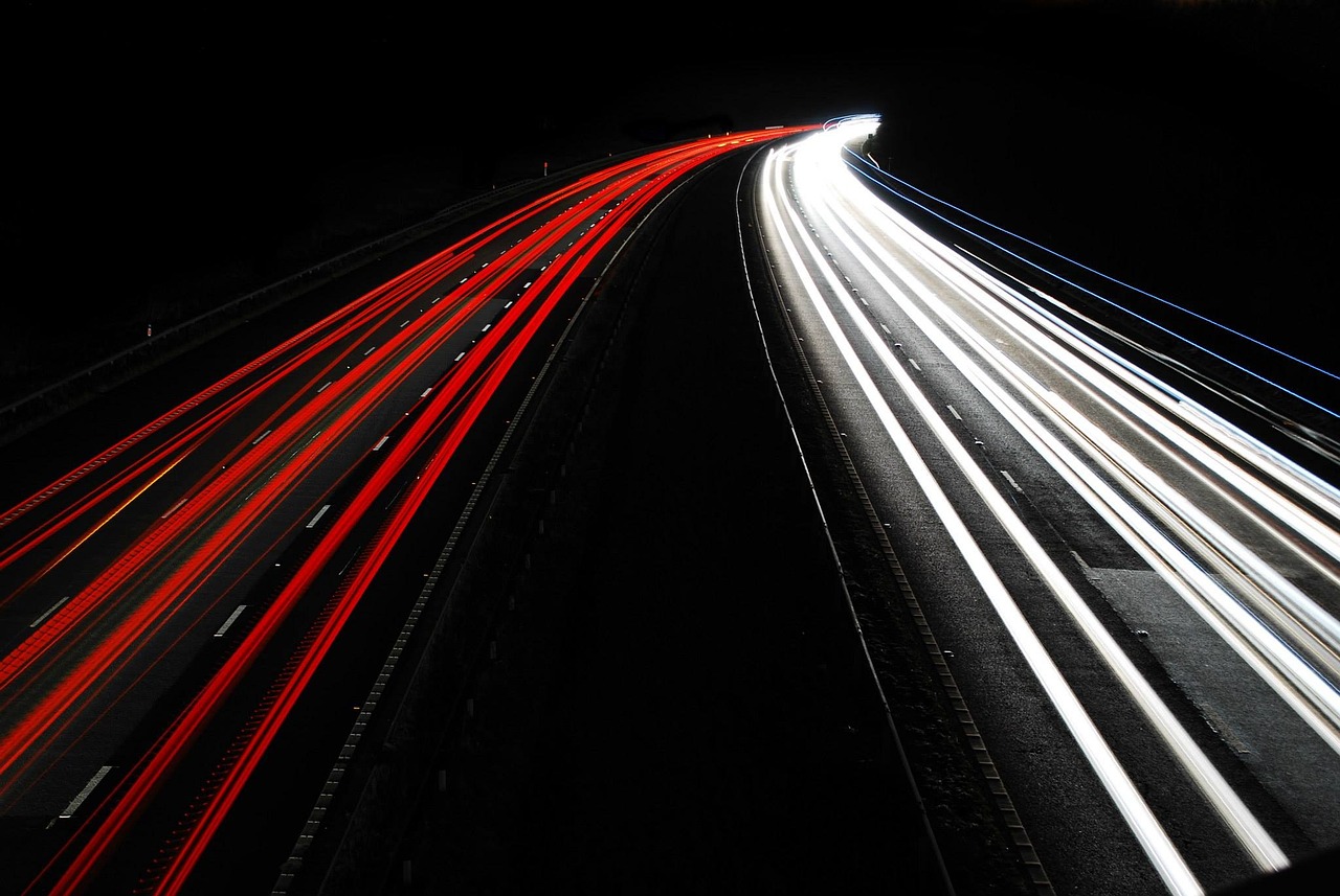 Light trails from passing cars